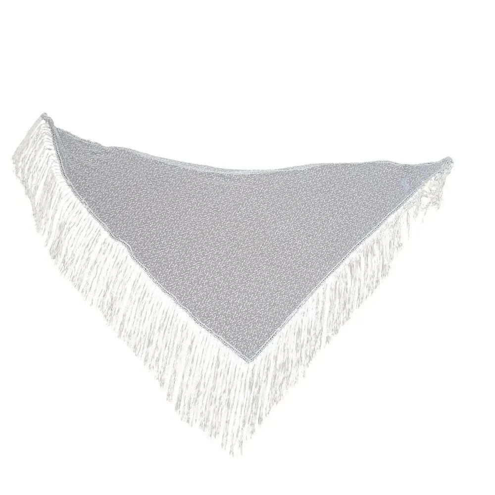 Light Blue Fringe Triangle Shawl NWT Crochet Knit Wrap Scarf Boho Coastal